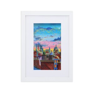 Peter Pan poster, framed art print, Peter, Wendy and Tinker Bell Matte Paper Framed Poster