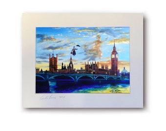 Mary Poppins print Whimsical Mary Poppins Art