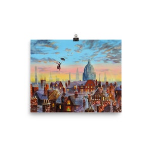 Mary Poppins & Bert poster print, Gordon Bruce art