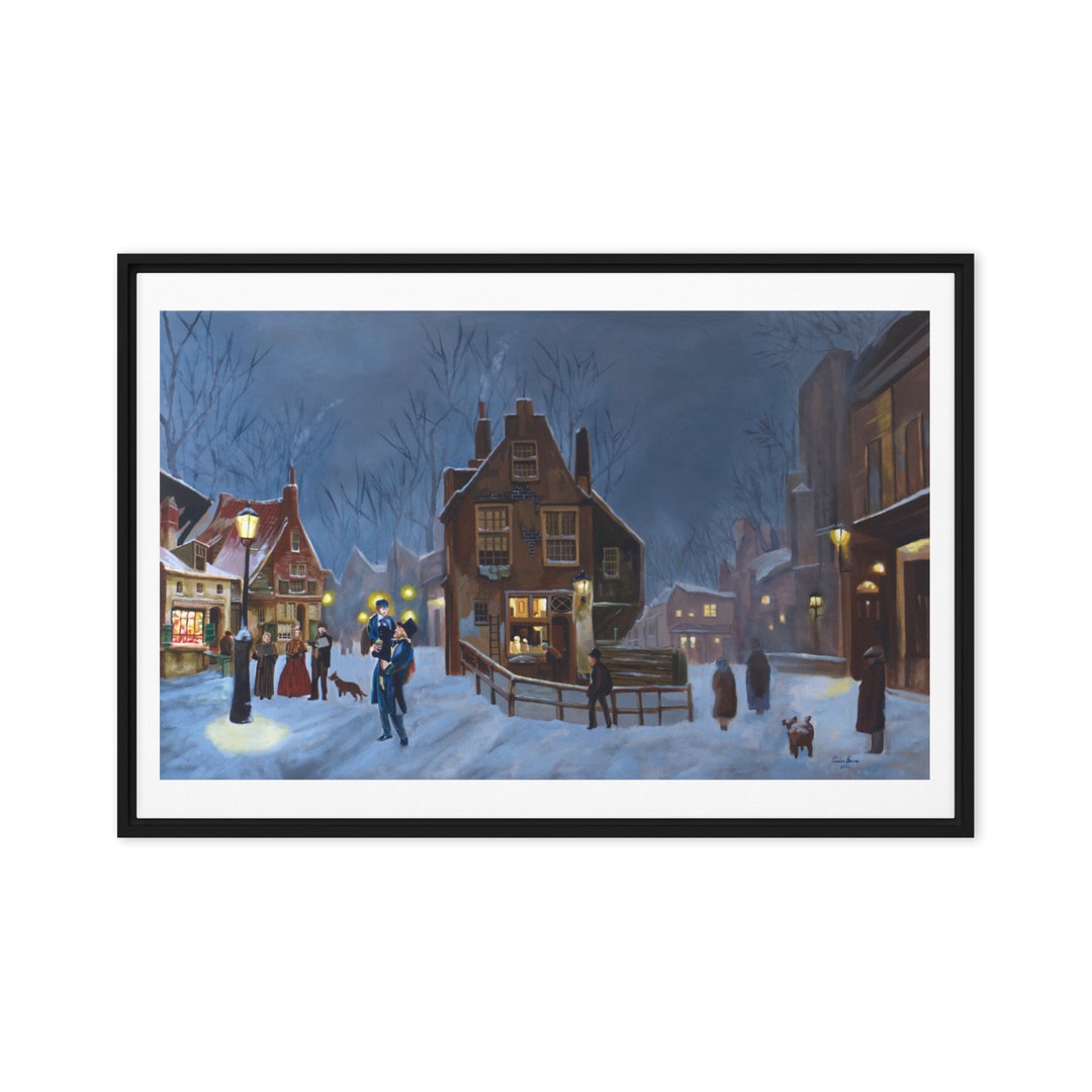 Scrooge and tiny tim framed canvas etsy
