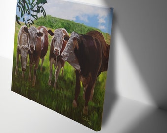 4頭の牛のオリジナル絵画 - Etsy 日本