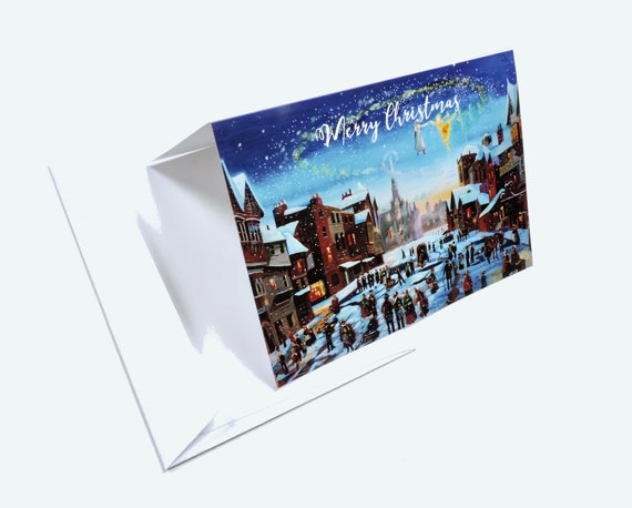 Christmas card, Scrooge from "A Christmas Carol" painting from 2017