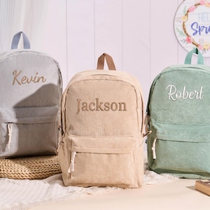 Personalized Children's Backpack With Name,Personalized Kids Backpack,Embroidered Corduroy Backpack,Kids School Bag,Children Gift,School Bag