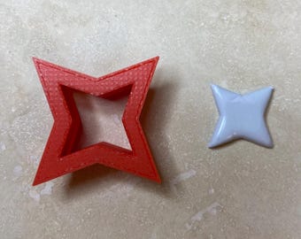 4 Point Star Cutter, Geometric Shape, Clay Cutter, Cookie Cutter, Fondant Cutter, 3D PLA Printed