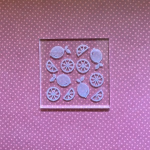 Lemon Embosser, Lemon Stamp, Texture Sheet, Clear Acrylic, Polymer Clay Tool