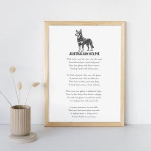Poesia australiana sul Kelpie, poster con cornice in legno