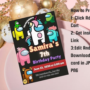 Among us invitation Birthday Invitation | Kids Birthday Invitation | Amoung us Game invite | Digital Editable Personalized Canva Printable