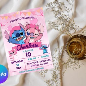 Stitch Birthday Invitation: Editable Canva Template (Digital Download)