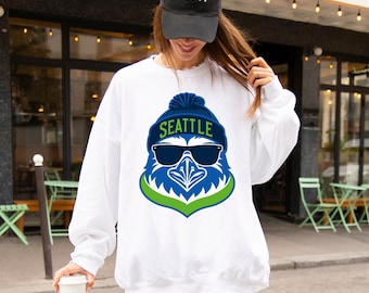 Vintage Seattle-voetbalsweater, retro Seahawk-ronde hals, cadeau fan Game Day