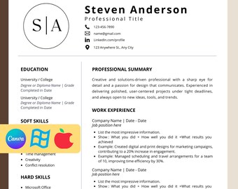 Professional Resume, Professional CV Template, Modern Resume Template, Canva Resume, CV Resume Template, CV Resume, Minimalist Resume