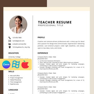 Teacher Resume and Cover Letter, Teacher CV Template, Professional Resume, High School Resume, Substitute Teacher, Teacher Resume Template