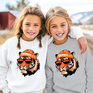 Kids Cincinnati Football Sweatshirt, Vintage Bengal Youth Crewneck, Game Day Gift Shirt