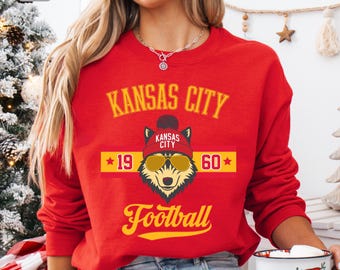 Sudadera de fútbol americano de Kansas City, estilo vintage Chief, ideal para regalar a los fanáticos del día del partido.