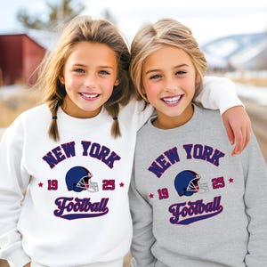 Kids New York Football Sweatshirt, Vintage Giant Youth Crewneck, NY Game Day Gift Shirt