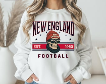 Vintage New England Football Sweatshirt, Retro Patron Spieltag Rundhalsausschnitt
