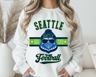 Vintage Seattle Football Sweatshirt, Retro Seahawk Crewneck, Game Day Fan Gift