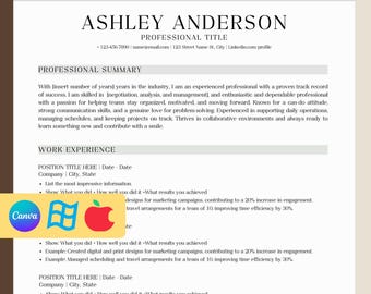 Professional CV Resume Template, Resume Template, Modern Resume Template, Canva Resume, CV Resume Template, CV Resume, Minimalist Resume