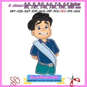 Elio Applique Embroidery Design, 6 sizes, Instant Download