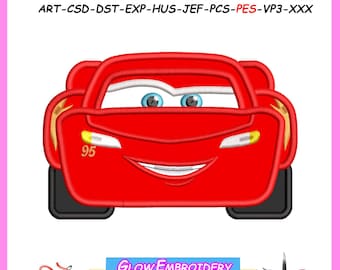 Racing Car Applique Embroidery Design, 6 sizes, Instant Download