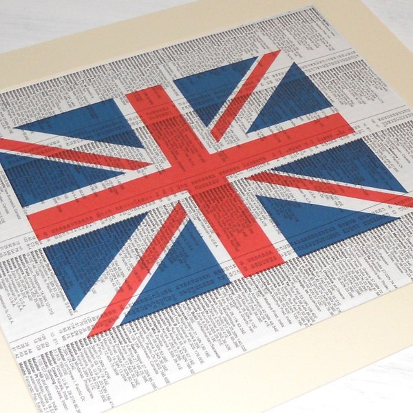 Union Jack Print On Recycled Atlas Page