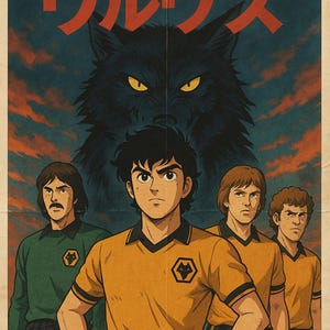 Wolverhampton Wanderers, Wolves FC, Football Soccer Anime Digital Art Poster Print, Anime Print, Home Décor, Poster
