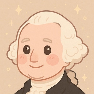 Impression d'affiche d'art numérique George Washington de style kawaii, impression mignonne, décoration d'intérieur, art célèbre