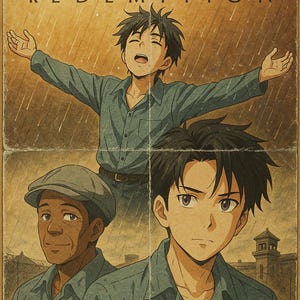 Shawshank Redemption Vintage Anime Digital Art Poster Print, Anime Print, Home Décor, Movie Poster