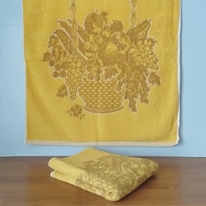 Vintage 70s 80s yellow and brown cotton terry towel