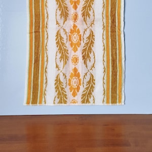 Vintage 70s 80s cotton terry towel orange ochre green
