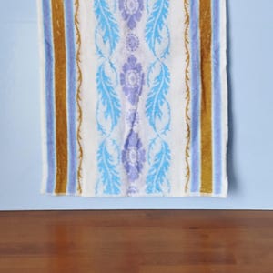 Vintage 70s 80s terry towel cotton blue ochre turquoise