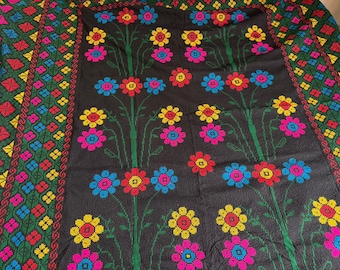 Hand-Stitched Nakshi Kantha Quilt–Traditional Embroidered Quilt–Colorful Boho Throw Blanket–Ethnic Home Decor-Vintage kantha-Indian Kantha