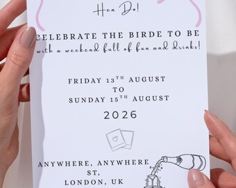 Modello di invito per addio al nubilato / Invito modificabile su Canva / Invito per festa di addio al nubilato / Download immediato