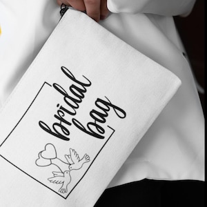 Personalized Bridal Clutch Bag: Saffiano Leather Wedding Makeup Bag