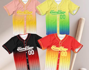 Personalized Name Team Custom Stripe Line Color Baseball Jersey For Baseball Fans Custom Number Baseball Team Couple Jerseys