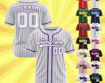 Custom Striped Baseball Jersey Personalized Stripe Line Color Baseball Jersey For Baseball FansTeam Jersey Birthday Gift for Men Women Kids