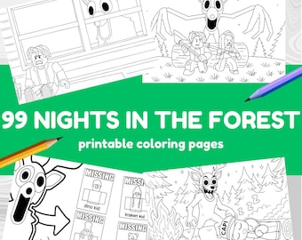 Libro para colorear imprimible de Roblox: 99 noches en el bosque