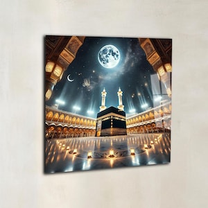 Islamic Wall Art, Kaaba Wall Art, Islamic Wall Decor, Tempered Glass Wall Art, Islamic Art, Islamic Muslim Gifts, Ramadan Decor