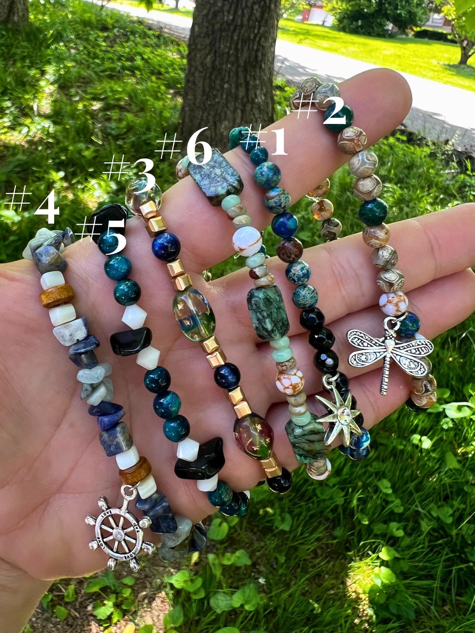Beaded Bracelet Collection: Lapis, Jasper, Turquoise & Charm