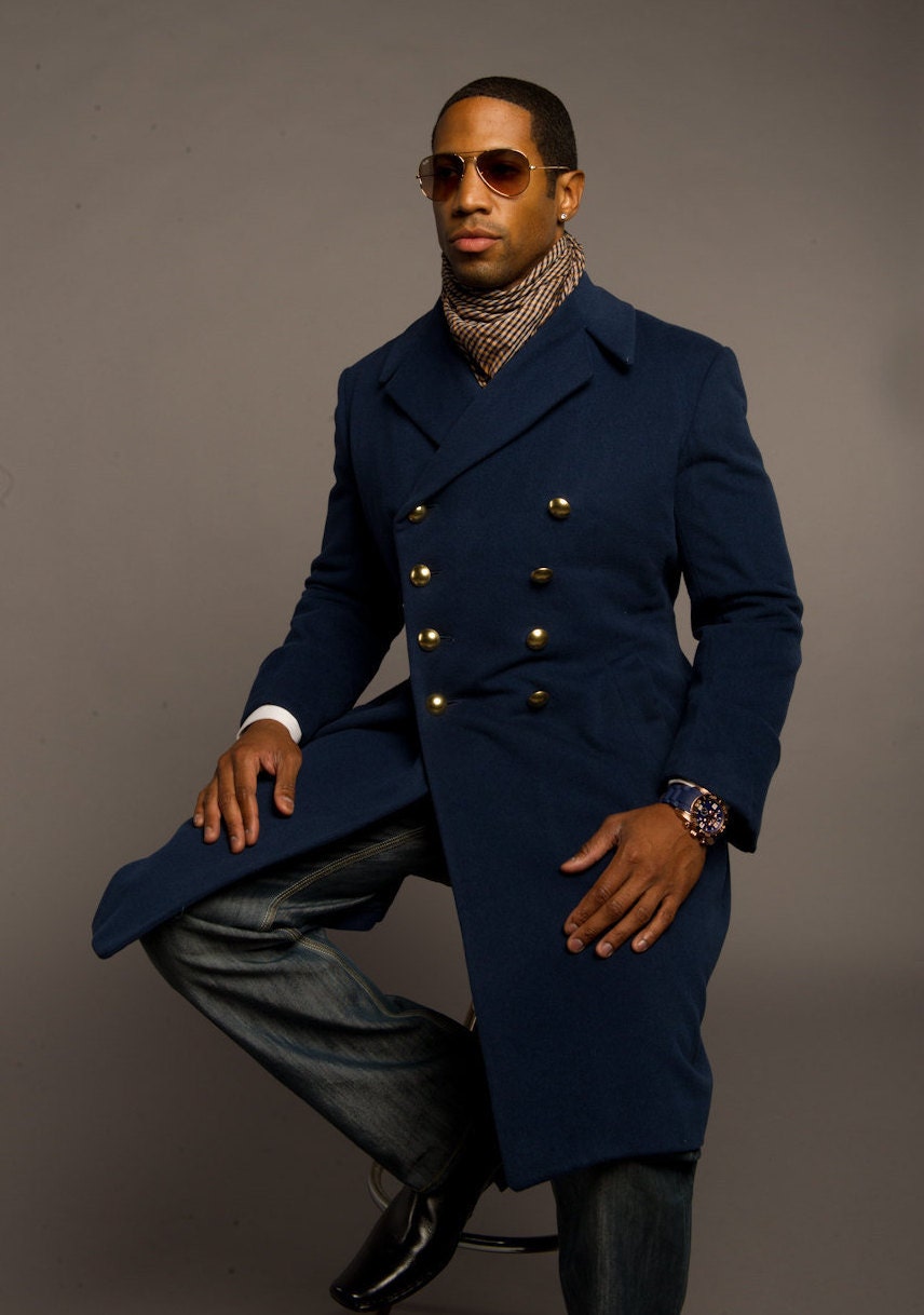 French Blue Wool Coat 