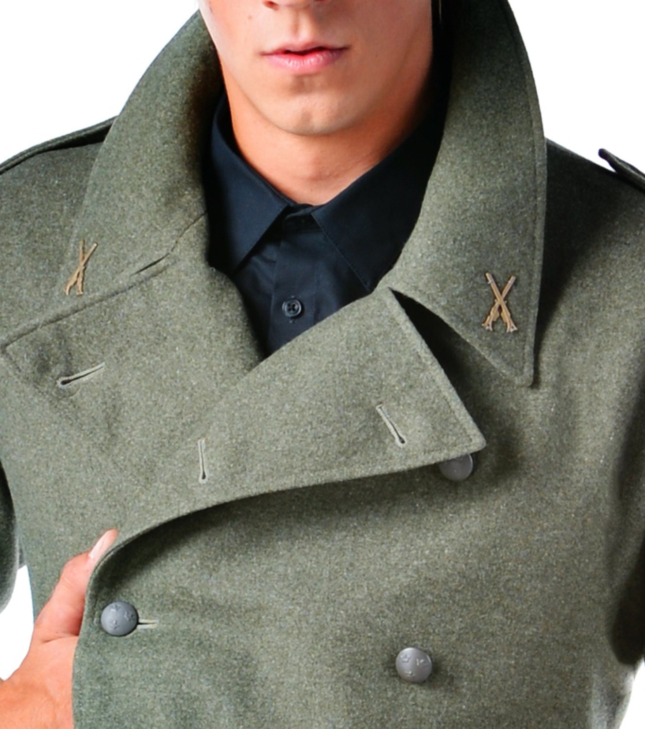 WWII REDESIGNED Swedish Army MILITARY Style Vintage Wool Coat