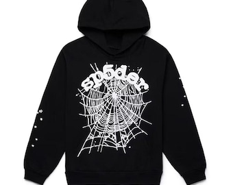 Sp5der Web Graphic Hoodie – Black Gothic Streetwear Sweatshirt, Unisex Aesthetic Hoodie, Grunge Alt Fashion Pullover