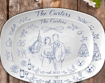 Bandeja de casamento personalizada: lembrança de noivado personalizada para o casal, presente para a noiva - somente para decoração.