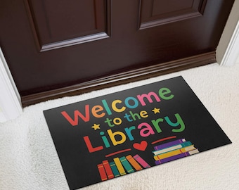 Welcome to the Library Doormat: Colorful Book Mat, Librarian Gift