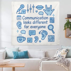 La communication est différente Tapisserie, Décoration murale pour orthophonie, Décoration de salle de classe SLP, Art de la communication inclusif