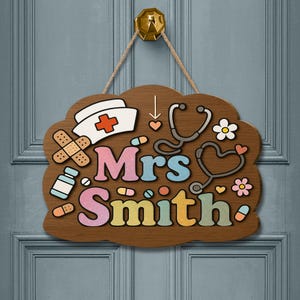 Custom Nurse Door Sign, Personalized Nurse Office Decor, Cute Medical Name Plaque, School Nurse Gift, Nurse Practitioner Sign