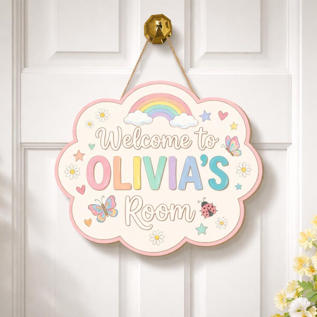 Personalized Kids Room Door Sign Custom Nursery Decor Girls Bedroom ...