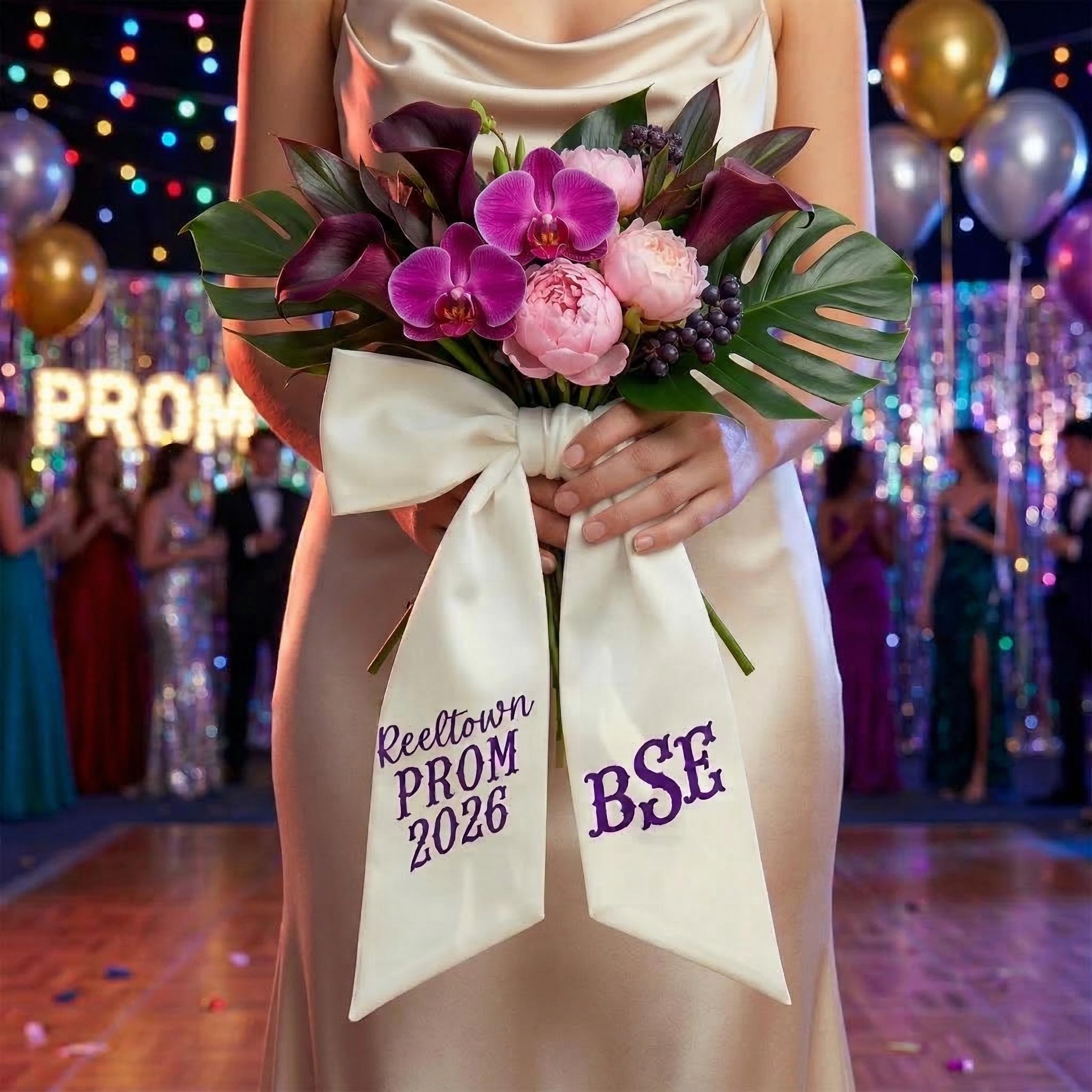 Custom Prom Bouquet Ribbon, Personalized Name Sash, Prom 2026 Flower ...