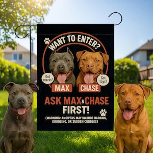 Bandera de jardín personalizada para perros: Letrero personalizado para jardín de mascotas