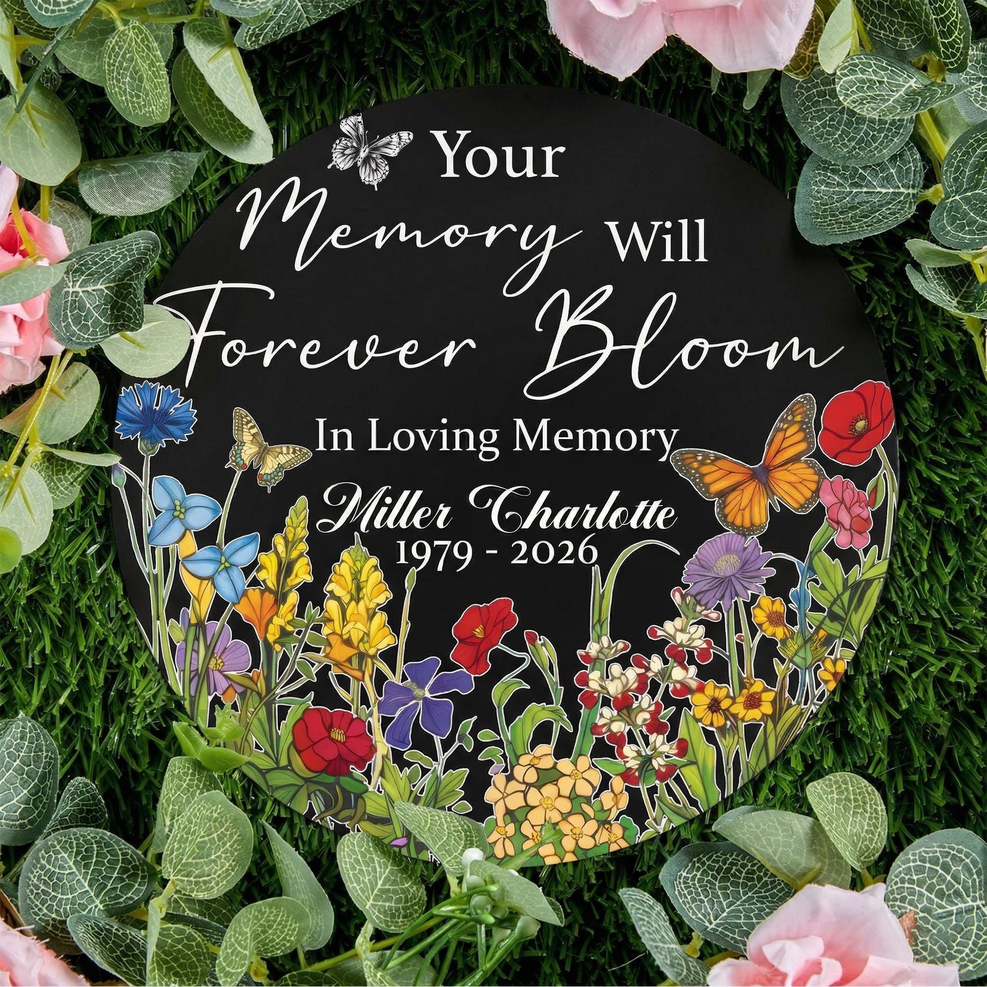 Memory Bloom Personalized Memorial Garden Stone: Your Memory Will Forever Bloom ...
