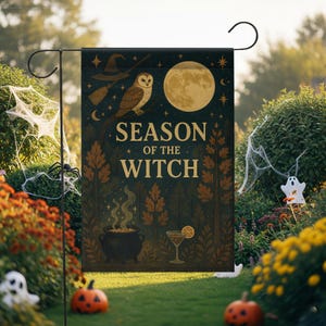 Season of the Witch Garden Flag,  Halloween & Fall Outdoor Yard Banner, Spooky Witch Decor, Halloween Decor, Witch Garden Flag, Outdoor Yard